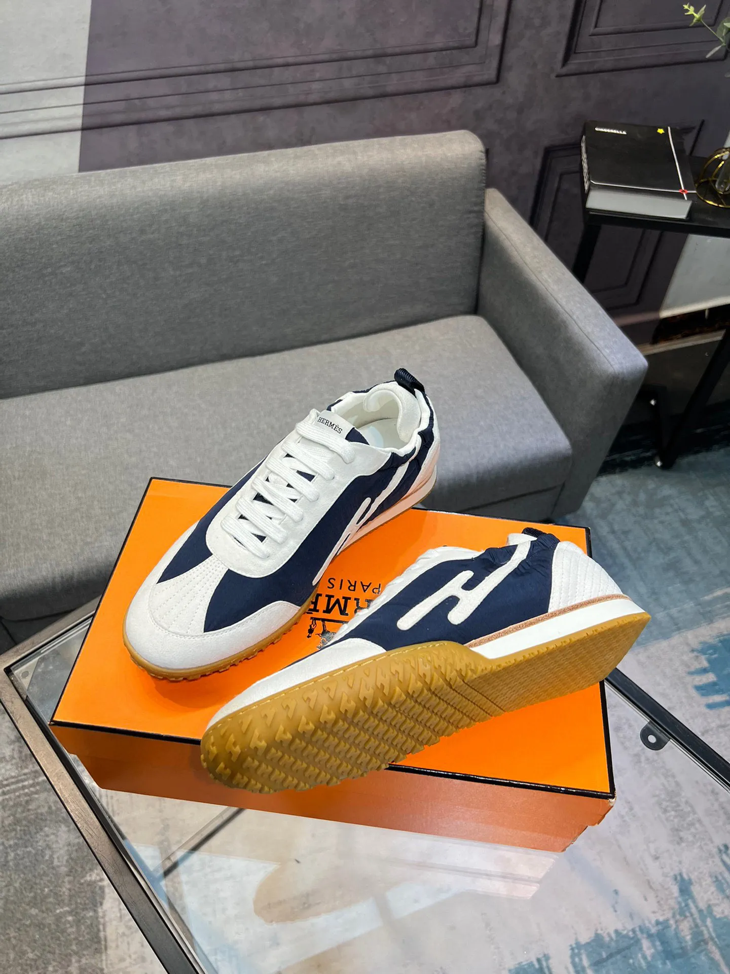 Men's shoes 💰660 [HERMES] Hermès - High-end quality original order 🔍🔍 - Upper: 🔝 cowhide suede splicing design - Inner lining: imported mixed sheepskin - Outsole: TPR foam · Rubber: two-color combined molding outsole - Super high quality control · Fine workmanship: highlighted (high-end, luxury, grade) -Size: 38-44 (45, 46, can be customized)